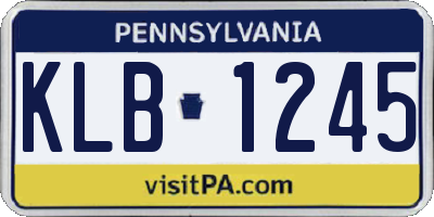 PA license plate KLB1245