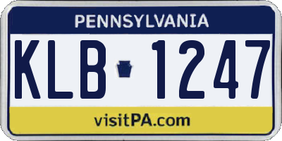 PA license plate KLB1247