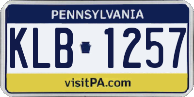 PA license plate KLB1257