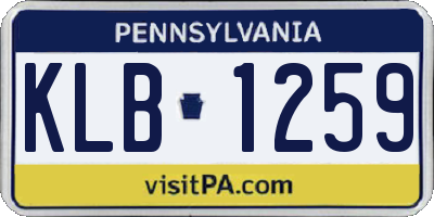 PA license plate KLB1259