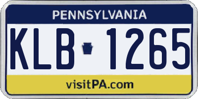 PA license plate KLB1265