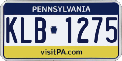 PA license plate KLB1275