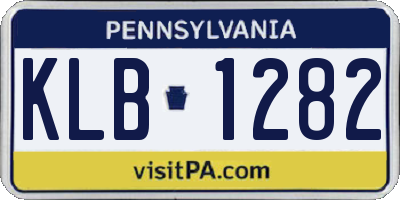 PA license plate KLB1282