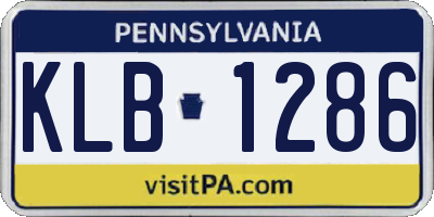 PA license plate KLB1286