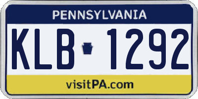 PA license plate KLB1292