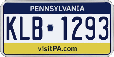 PA license plate KLB1293