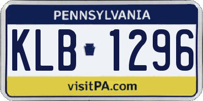 PA license plate KLB1296