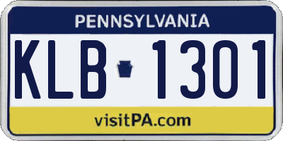 PA license plate KLB1301