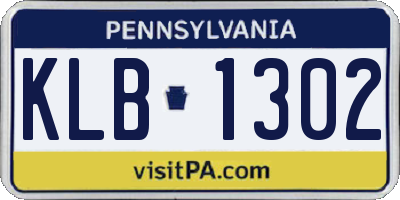 PA license plate KLB1302