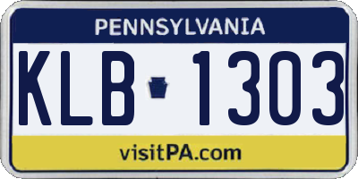PA license plate KLB1303