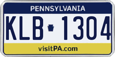 PA license plate KLB1304