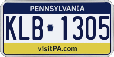 PA license plate KLB1305