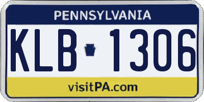 PA license plate KLB1306