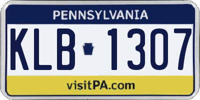 PA license plate KLB1307