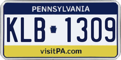 PA license plate KLB1309