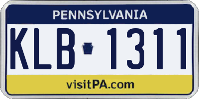 PA license plate KLB1311