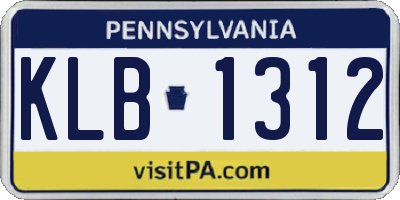 PA license plate KLB1312