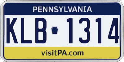 PA license plate KLB1314