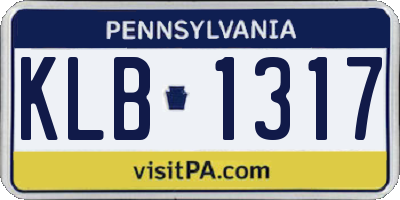 PA license plate KLB1317