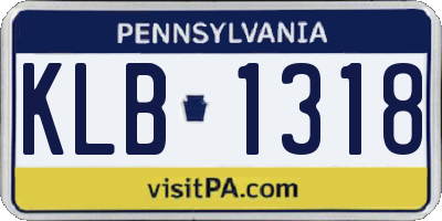 PA license plate KLB1318