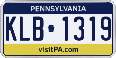 PA license plate KLB1319