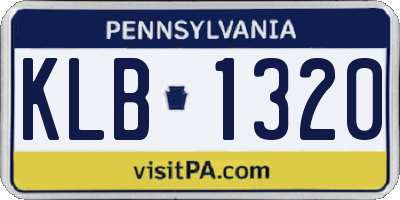 PA license plate KLB1320