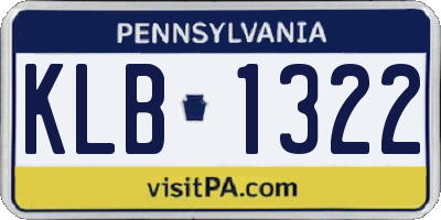 PA license plate KLB1322