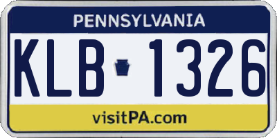 PA license plate KLB1326