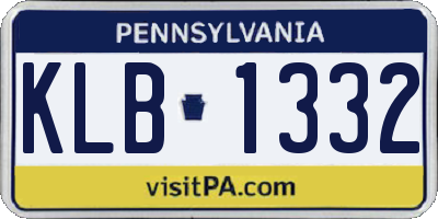 PA license plate KLB1332