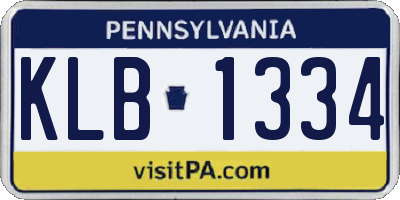 PA license plate KLB1334