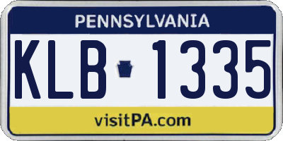 PA license plate KLB1335