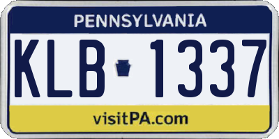PA license plate KLB1337