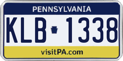 PA license plate KLB1338