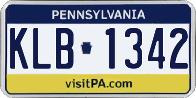 PA license plate KLB1342