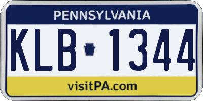 PA license plate KLB1344
