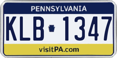 PA license plate KLB1347