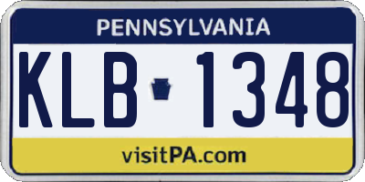 PA license plate KLB1348