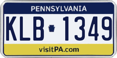 PA license plate KLB1349