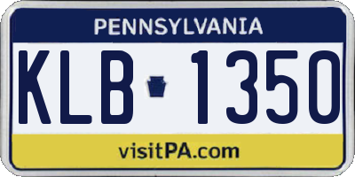 PA license plate KLB1350