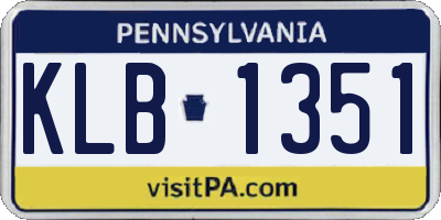 PA license plate KLB1351