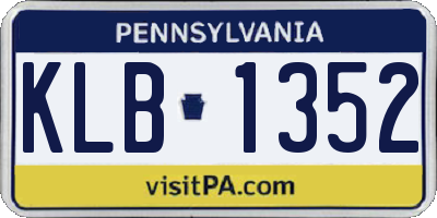 PA license plate KLB1352