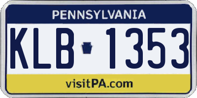 PA license plate KLB1353
