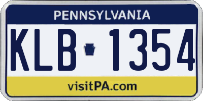PA license plate KLB1354