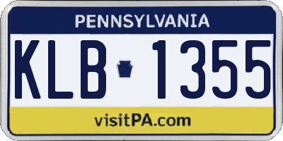 PA license plate KLB1355