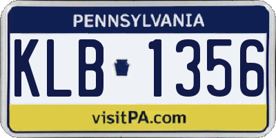 PA license plate KLB1356