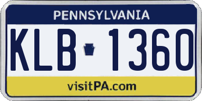 PA license plate KLB1360
