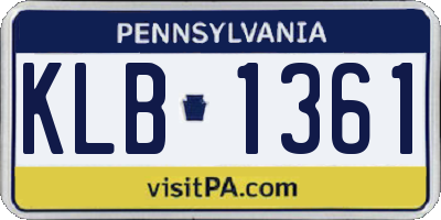 PA license plate KLB1361