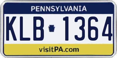 PA license plate KLB1364