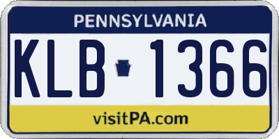 PA license plate KLB1366