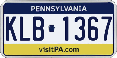 PA license plate KLB1367
